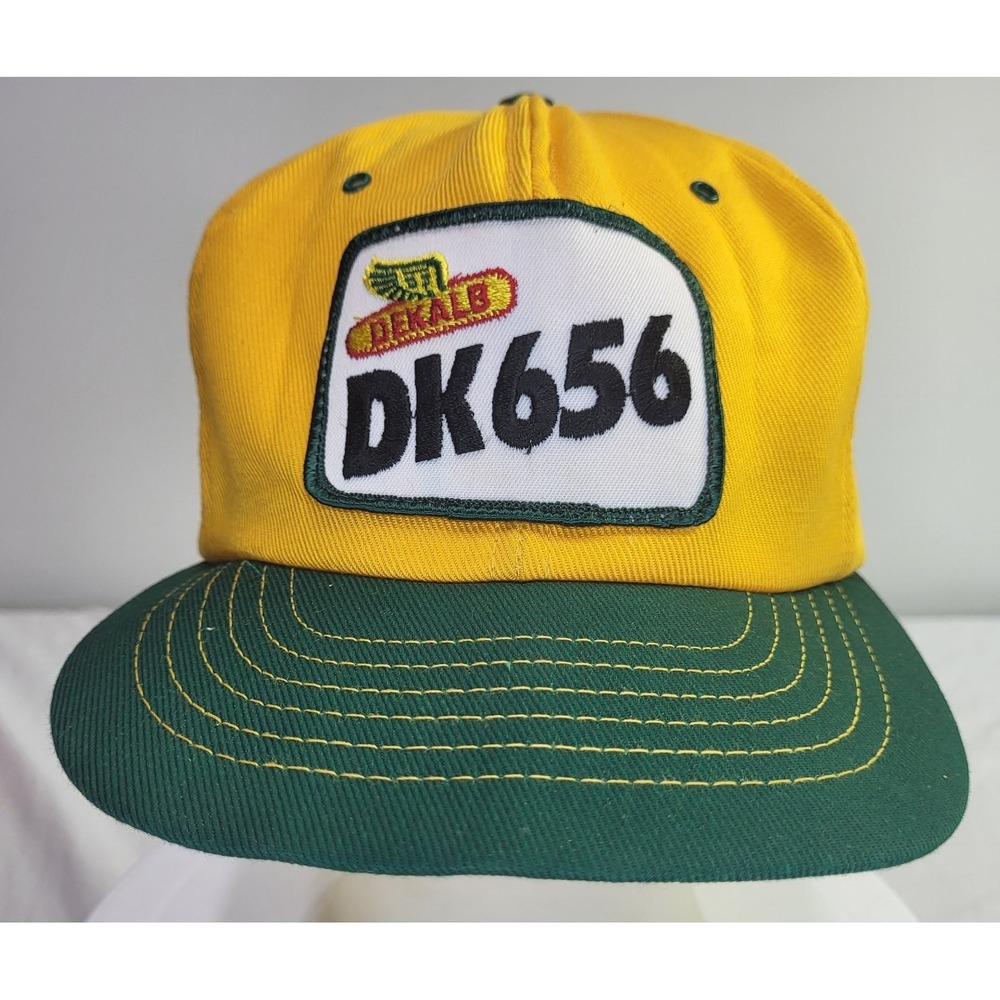 Dekalb DK656 Vintage Men's Snapback Hat Yellow Green Cotton Vintage